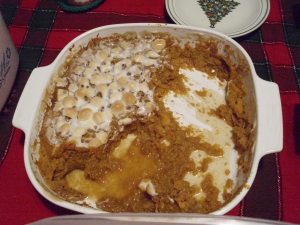 mashed sweet potato casserole after eating!!! see it goes quickly!!
