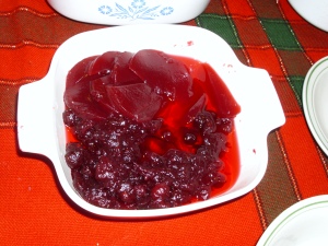 prepared whole and jellied cranberry sauce...just didn't have enough time or energy to make from scratch!!!